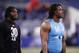 INDIANAPOLIS, IN - FEBRUARY 27: Linebackers Dont'a Hightower (right) and Courtney Upshaw of Alabama look on during the 2012 NFL Combine at Lucas Oil Stadium on February 27, 2012 in Indianapolis, Indiana. (Photo by Joe Robbins/Getty Images)