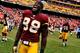 LANDOVER, MD - SEPTEMBER 18: Linebacker Brian Orakpo #98 of the Washington Redskins celebrates after defeating the Arizona Cardinals at FedExField on September 18, 2011 in Landover, Maryland. The Washington Redskins won, 22-21. (Photo by Patrick Smith/Getty Images)