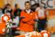 MIAMI GARDENS, FL - JANUARY 04: Head coach Dabo Swinney of the Clemson Tigers watches his players warm up against the West Virginia Mountaineers during the Discover Orange Bowl at Sun Life Stadium on January 4, 2012 in Miami Gardens, Florida. (Photo by Streeter Lecka/Getty Images)