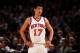 NEW YORK, NY - MARCH 20: Jeremy Lin #17 of the New York Knicks looks on against the Toronto Raptors at Madison Square Garden on March 20, 2012 in New York City. NOTE TO USER: User expressly acknowledges and agrees that, by downloading and or using this photograph, User is consenting to the terms and conditions of the Getty Images License Agreement. (Photo by Chris Chambers/Getty Images)