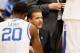 ATLANTA, GA - MARCH 25: Head coach John Calipari of the Kentucky Wildcats talk to his team in their game against the Baylor Bears during the 2012 NCAA Men's Basketball South Regional Final at the Georgia Dome on March 25, 2012 in Atlanta, Georgia. (Photo by Kevin C. Cox/Getty Images)