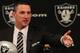 ALAMEDA, CA - JANUARY 30: New Oakland Raiders head coach Dennis Allen speaks to reporters during a press conference on January 30, 2012 in Alameda, California. Dennis Allen was introduced as the new coach of the Oakland Raiders, replacing Hue Jackson who was fired after one season. (Photo by Justin Sullivan/Getty Images)
