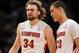 NEW YORK, NY - MARCH 27: Andrew Zimmerman #34 and Dwight Powell #33 of the Stanford Cardinal are seen during a timeout in play during the semifinals of the 2012 NCAA NIT Men's Basketball Championship against the Massachusetts Minutemen at Madison Square Garden on March 27, 2012 in New York City. (Photo by Jason Szenes/Getty Images)