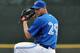DUNEDIN, FL - MARCH 10: Pitcher Dustin McGowan #29 of the Toronto Blue Jays starts against the Houston Astros March 10, 2012 at Florida Auto Exchange Stadium in Dunedin, Florida. The Jays defeated the Astros 5-2. (Photo by Al Messerschmidt/Getty Images)