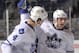 TORONTO - APRIL 16: Jiri Tlusty #41 of the Toronto Marlies celebrates his game winning goal against the San Antonio Rampage with team mate Phil Oreskovic #4 on April 16, 2007 at the Ricoh Coliseum in Toronto, Ontario, Canada. (Photo by Brad White / Getty Images)