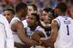 NEW ORLEANS, LA - MARCH 31: Michael Kidd-Gilchrist #14 celebrates along with teammates after the Wildcats 69-61 victory against the Louisville Cardinals during the National Semifinal game of the 2012 NCAA Division I Men's Basketball Championship at the Mercedes-Benz Superdome on March 31, 2012 in New Orleans, Louisiana. (Photo by Ronald Martinez/Getty Images)