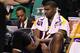 BOSTON - JUNE 13: Andrew Bynum #17 of the Los Angeles Lakers looks on from the bench in the second half against the Boston Celtics during Game Five of the 2010 NBA Finals on June 13, 2010 at TD Garden in Boston, Massachusetts. NOTE TO USER: User expressly acknowledges and agrees that, by downloading and/or using this Photograph, user is consenting to the terms and conditions of the Getty Images License Agreement. (Photo by Ronald Martinez/Getty Images)