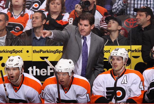 Apr 1, 2012. Flyers Vs. Penguins: Philly Pulls To Within One Point Of Fourth. in the third  period which even saw Flyers' head coach Peter Laviolette and.