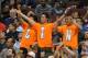 PHILADELPHIA, PA - MARCH 21: Jeremy Lin fans cheer during the game between the New York Knicks and Philadelphia 76ers at the Wells Fargo Center on March 21, 2012 in Philadelphia, Pennsylvania. The Knicks won 82-79. NOTE TO USER: User expressly acknowledges and agrees that, by downloading and or using this photograph, User is consenting to the terms and conditions of the Getty Images License Agreement. (Photo by Drew Hallowell/Getty Images)