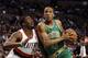BOSTON, MA - MARCH 09: Avery Bradley #0 of the Boston Celtics drives past Wesley Matthews #2 of the Portland Trail Blazers on March 9, 2012 at TD Garden in Boston, Massachusetts. NOTE TO USER: User expressly acknowledges and agrees that, by downloading and or using this photograph, User is consenting to the terms and conditions of the Getty Images License Agreement. (Photo by Elsa/Getty Images)