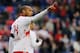 HARRISON, NJ - MARCH 31: Thierry Henry #14 of the New York Red Bulls celebrates his first half goal against the Montreal Impact at Red Bull Arena on March 31, 2012 in Harrison, New Jersey. The Red Bulls defeated the Impact 5-2. (Photo by Mike Stobe/Getty Images for New York Red Bulls)