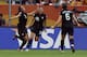 DRESDEN, GERMANY - JULY 10: Shannon Boxx (L) of USA celebrate their team opening goal during the FIFA Women's World Cup 2011 Quarter Final match between Brazil and USA at Rudolf-Harbig-Stadion on July 10, 2011 in Dresden, Germany. (Photo by Martin Rose/Getty Images)