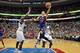 PHILADELPHIA, PA - MARCH 21: Jeremy Lin #17 of the New York Knicks lays up a shot over Elton Brand #42 of the Philadelphia 76ers at the Wells Fargo Center on March 21, 2012 in Philadelphia, Pennsylvania. The Knicks won 82-79. NOTE TO USER: User expressly acknowledges and agrees that, by downloading and or using this photograph, User is consenting to the terms and conditions of the Getty Images License Agreement. (Photo by Drew Hallowell/Getty Images)