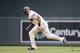 MINNEAPOLIS, MN - AUGUST 27: Ben Revere #11 center fielder for the Minnesota Twins runs to second base during their game against the Detroit Tigers in the second inning on August 27, 2011 at Target Field in Minneapolis, Minnesota. Detroit wins 6-4. (Photo by Craig Lassig/Getty Images)