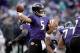 BALTIMORE, MD - DECEMBER 24: Joe Flacco #5 of the Baltimore Ravens throws a pass against the Cleveland Browns during the second half at M&T Bank Stadium on December 24, 2011 in Baltimore, Maryland. (Photo by Rob Carr/Getty Images)