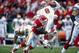 30 Nov 1997: Derrick Thomas #58 of the Kansas City Chiefs tackling Quarterback Steve Young #8 during the game against the San Francisco 49ers at the Arrowhead Stadium in Kansas City, Missouri. The Chiefs defeated the 49ers 44-9. Mandatory Credit: Jonatha