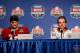 NEW ORLEANS, LA - JANUARY 09: Head coach Nick Saban and AJ McCarron #10 of the Alabama Crimson Tide speak to the media after defeating Louisiana State University Tigers in the 2012 Allstate BCS National Championship Game at Mercedes-Benz Superdome on January 9, 2012 in New Orleans, Louisiana. Alabama won the game by a score of 21-0. (Photo by Chris Graythen/Getty Images)