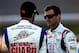 LAS VEGAS, NV - MARCH 09: Dale Earnhardt Jr. (L), driver of the #88 National Guard/Diet Mountain Dew Chevrolet, talks with Kasey Kahne (R), driver of the #5 Farmers Insurance Chevrolet, during qualifying for the NASCAR Sprint Cup Series Kobalt Tools 400 at Las Vegas Motor Speedway on March 9, 2012 in Las Vegas, Nevada. (Photo by Tom Pennington/Getty Images)