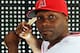 TEMPE, AZ - FEBRUARY 29: Torii Hunter #48 of the Los Angeles Angels poses during spring training photo day on February 29, 2012 at Tempe Diablo Stadium in Tempe, Arizona. (Photo by Jamie Squire/Getty Images)