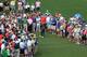 AUGUSTA, GA - APRIL 05: Tiger Woods hits a shot on the ninth hole in front of a gallery of patrons during the first round of the 2012 Masters Tournament at Augusta National Golf Club on April 5, 2012 in Augusta, Georgia. (Photo by David Cannon/Getty Images)
