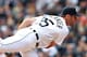 DETROIT, MI - APRIL 05: Justin Verlander #35 of the Detroit Tigers pitches in the first inning on opening day against the Boston Red Sox at Comerica Park on April 5, 2012 in Detroit, Michigan. (Photo by Leon Halip/Getty Images)