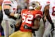 SAN FRANCISCO, CA - JANUARY 22: Patrick Willis #52 of the San Francisco 49ers reacts after he sacked Eli Manning #10 of the New York Giants in the second half during the NFC Championship Game at Candlestick Park on January 22, 2012 in San Francisco, California. (Photo by Thearon W. Henderson/Getty Images)