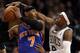 BOSTON, MA - MARCH 04: Carmelo Anthony #7 of the New York Knicks tries to keep the ball from Rajon Rondo #9 of the Boston Celtics on March 4, 2012 at TD Garden in Boston, Massachusetts. NOTE TO USER: User expressly acknowledges and agrees that, by downloading and or using this photograph, User is consenting to the terms and conditions of the Getty Images License Agreement. (Photo by Elsa/Getty Images)