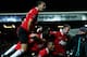 BLACKBURN, ENGLAND - APRIL 02: Ashley Young of Manchester United celebrates with his team mates after scoring his team's second goal during the Barclays Premier League match between Blackburn Rovers and Manchester United at Ewood Park on April 2, 2012 in Blackburn, England. (Photo by Clive Brunskill/Getty Images)