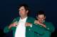 AUGUSTA, GA - APRIL 08: Bubba Watson of the United States (L) is awarded the green jacket by Charl Schwartzel of South Africa (R) during the green jacket presentation after his one-stroke playoff victory during the 2012 Masters Tournament at Augusta National Golf Club on April 8, 2012 in Augusta, Georgia. (Photo by Streeter Lecka/Getty Images)
