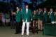 Bubba Watson tries on his Green Jacket for the first time after winning the 2012 Masters Tournament in dramatic fashion on the second playoff hole.