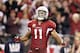 GLENDALE, AZ - DECEMBER 18: Wide receiver Larry Fitzgerald #11 of the Arizona Cardinals celebrates after a 32 yard reception against the Cleveland Browns during overtime of the NFL game at the University of Phoenix Stadium on December 18, 2011 in Glendale, Arizona. The Cardinals defeated the Browns 20-17 in overtime. (Photo by Christian Petersen/Getty Images)