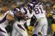 GREEN BAY, WI - NOVEMBER 14: Adrian Peterson #28 of the Minnesota Vikings runs the ball in the first half at Lambeau Field on November 14, 2011 in Green Bay, Wisconsin. (Photo by Jonathan Daniel/Getty Images)