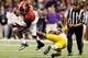 NEW ORLEANS, LA - JANUARY 09: Eddie Lacy #42 of the Alabama Crimson Tide runs with the ball against Brandon Taylor #18 of the Louisiana State University Tigers during the 2012 Allstate BCS National Championship Game at Mercedes-Benz Superdome on January 9, 2012 in New Orleans, Louisiana. (Photo by Ronald Martinez/Getty Images)