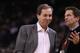 OAKLAND, CA - MARCH 27: Golden State Warriors co-owners Joe Lacob (L) and Peter Guber talk during the Warriors game against the Los Angeles Lakers at Oracle Arena on March 27, 2012 in Oakland, California. NOTE TO USER: User expressly acknowledges and agrees that, by downloading and or using this photograph, User is consenting to the terms and conditions of the Getty Images License Agreement. (Photo by Ezra Shaw/Getty Images)