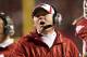 FAYETTEVILLE, AR - NOVEMBER 5: Head Coach Bobby Petrino of the Arkansas Razorbacks argues a call during a game against the South Carolina Gamecocks at Donald W. Reynolds Stadium on November 5, 2011in Fayetteville, Arkansas. The Razorbacks defeated the Gamecocks 44 to 28. (Photo by Wesley Hitt/Getty Images)