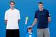 MELBOURNE, AUSTRALIA - JANUARY 15: Tournaments tallest players Ivo Karlovic (L) of Croatia and John Isner (R) of the United States of America stand next to the shortest ball kid Justin Heinz offcourt on day two of the Australian Open 2008 at Melbourne Park on January 15, 2008 in Melbourne, Australia. (Photo by Quinn Rooney/Getty Images)