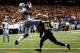 NEW ORLEANS, LA - JANUARY 07: Calvin Johnson #81 of the Detroit Lions makesa touchdown catch against Patrick Robinson #21 of the New Orleans Saints during their 2012 NFC Wild Card Playoff game at Mercedes-Benz Superdome on January 7, 2012 in New Orleans, Louisiana. (Photo by Chris Graythen/Getty Images)