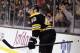 BOSTON, MA - MARCH 08: David Krejci #46 of the Boston Bruins celebrates his goal in the third period against the Buffalo Sabres on March 8, 2012 at TD Garden in Boston, Massachusetts. The Boston Bruins defeated the Buffalo Sabres 3-1. (Photo by Elsa/Getty Images)