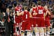ATLANTA, GA - MARCH 23: The Indiana Hoosiers celebrate in the first half against the Kentucky Wildcats during the 2012 NCAA Men's Basketball South Regional Semifinal game at the Georgia Dome on March 23, 2012 in Atlanta, Georgia. (Photo by Kevin C. Cox/Getty Images)