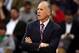 NEWARK, NJ - APRIL 10: Head coach Doug Collins of the Philadelphia 76ers looks on in the first half against the New Jersey Nets at Prudential Center on April 10, 2012 in Newark, New Jersey. NOTE TO USER: User expressly acknowledges and agrees that, by downloading and or using this photograph, User is consenting to the terms and conditions of the Getty Images License Agreement. (Photo by Chris Chambers/Getty Images)