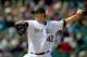DENVER, CO - APRIL 15: Starting pitcher Drew Pomeranz of the Colorado Rockies works the first inning against the Arizona Diamondbacks at Coors Field on April 15, 2012 in Denver, Colorado. Both teams wore the number 42 in honor of Jackie Robinson Day. (Photo by Justin Edmonds/Getty Images)