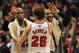 CHICAGO, IL - APRIL 12: Kyle Korver #26 of the Chicago Bulls is congratulated by Carlos Boozer #5 and Taj Gibson #22 after hitting a three-point shot against the Miami Heat at the United Center on April 12, 2012 in Chicago, Illinois. The Bulls defeated the Heat 96-86 in overtime. NOTE TO USER: User expressly acknowledges and agrees that, by downloading and or using this photograph, User is consenting to the terms and conditions of the Getty Images License Agreement. (Photo by Jonathan Daniel/Getty Images)
