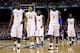NEW ORLEANS, LA - APRIL 02: (L-R) Darius Miller #1, Anthony Davis #23, Michael Kidd-Gilchrist #14, Terrence Jones #3 and Marquis Teague #25 of the Kentucky Wildcats walk on the court in the second half against the Kansas Jayhawks in the National Championship Game of the 2012 NCAA Division I Men's Basketball Tournament at the Mercedes-Benz Superdome on April 2, 2012 in New Orleans, Louisiana. (Photo by Ronald Martinez/Getty Images)
