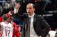 HOUSTON - NOVEMBER 2: Head coach, Jeff Van Gundy, of the Houston Rockets gestures during play against the Sacramento Kings on November 2, 2005 at the Toyota Center in Houston, Texas. NOTE TO USER: User expressly acknowledges and agrees that, by downloading and or using this Photograph, user is consenting to the terms and conditions of the Getty Images License Agreement. (Photo by Ronald Martinez/Getty Images)