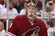 GLENDALE, AZ - APRIL 12: Goaltender Mike Smith #41 of the Phoenix Coyotes in Game One of the Western Conference Quarterfinals against the Chicago Blackhawks during the 2012 NHL Stanley Cup Playoffs at Jobing.com Arena on April 12, 2012 in Glendale, Arizona. (Photo by Christian Petersen/Getty Images)