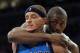 LOS ANGELES, CA - APRIL 15: Metta World Peace #15 of the Los Angeles Lakers and Delonte West #13 of the Dallas Mavericks get tangles under the basket during the first half at Staples Center on April 15, 2012 in Los Angeles, California. NOTE TO USER: User expressly acknowledges and agrees that, by downloading and or using this photograph, User is consenting to the terms and conditions of the Getty Images License Agreement. (Photo by Harry How/Getty Images)