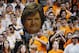 KNOXVILLE, TN - JANUARY 21: Tennessee Volunteers fans hold up a cardboard photo of women's basketball coach Pat Summitt during the game against the Connecticut Huskies at Thompson-Boling Arena on January 21, 2012 in Knoxville, Tennessee. Tennessee defeated Connecticut 60-57. (Photo by Joe Robbins/Getty Images)