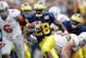 ANN ARBOR, MI - NOVEMBER 26: Fitzgerald Toussaint #28 of the Michigan Wolverines gets in the open field during a fourth quarter run while playing the Ohio State Buckeyes of the Michigan Wolverines at Michigan Stadium on November 26, 2011 in Ann Arbor, Michigan. (Photo by Gregory Shamus/Getty Images)