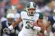 STATE COLLEGE, PA - NOVEMBER 27: Wide receiver B.J. Cunningham #3 of the Michigan State Spartans runs with the ball during a game against the Penn State Nittany Lions on November 27, 2010 at Beaver Stadium in State College, Pennsylvania. The Spartans won 28-22. (Photo by Hunter Martin/Getty Images)