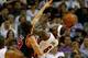 MIAMI, FL - APRIL 19: LeBron James #6 of the Miami Heat shoots over Joakim Noah #13 of the Chicago Bulls during a game at American Airlines Arena on April 19, 2012 in Miami, Florida. NOTE TO USER: User expressly acknowledges and agrees that, by downloading and/or using this Photograph, User is consenting to the terms and conditions of the Getty Images License Agreement. (Photo by Mike Ehrmann/Getty Images)
